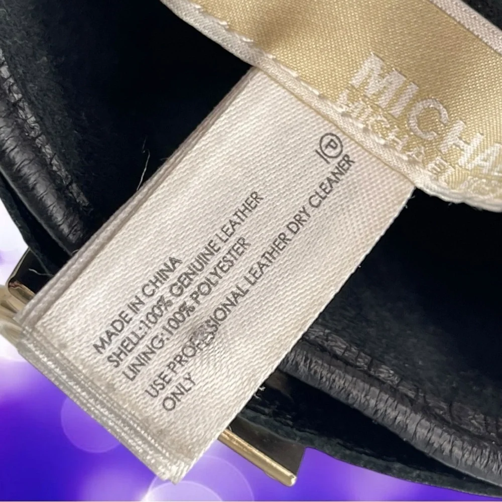 Michael Michael Kors Quilted Black Leather Gloves with Gold Detail